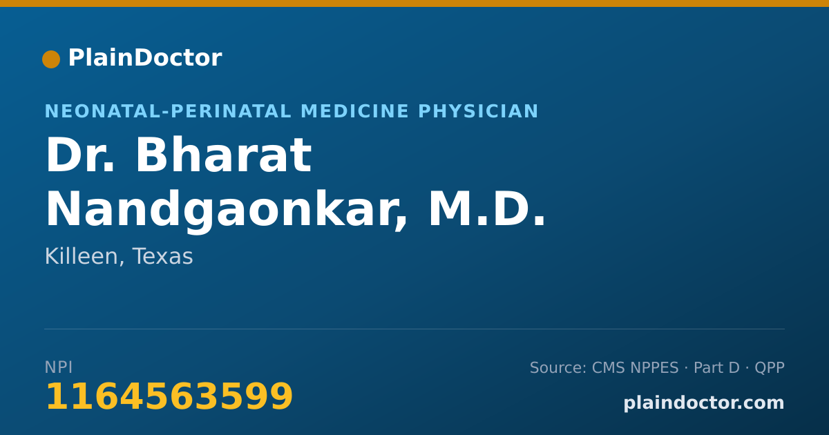 Shareable card for Bharat Nandgaonkar, M.D. - Neonatal-Perinatal Medicine Physician, Killeen, TX