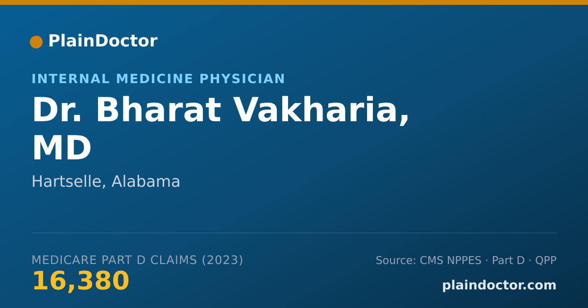 Shareable card for Bharat Vakharia, MD - Internal Medicine Physician, Hartselle, AL