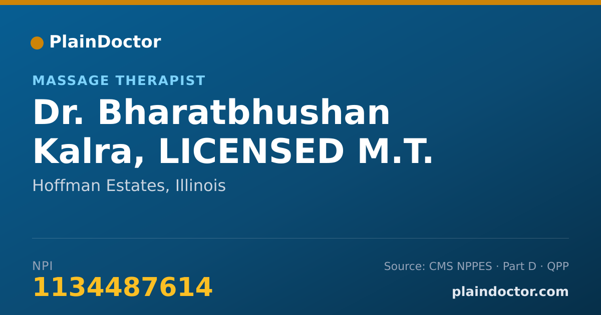 Shareable card for Bharatbhushan Kalra, LICENSED M.T. - Massage Therapist, Hoffman Estates, IL