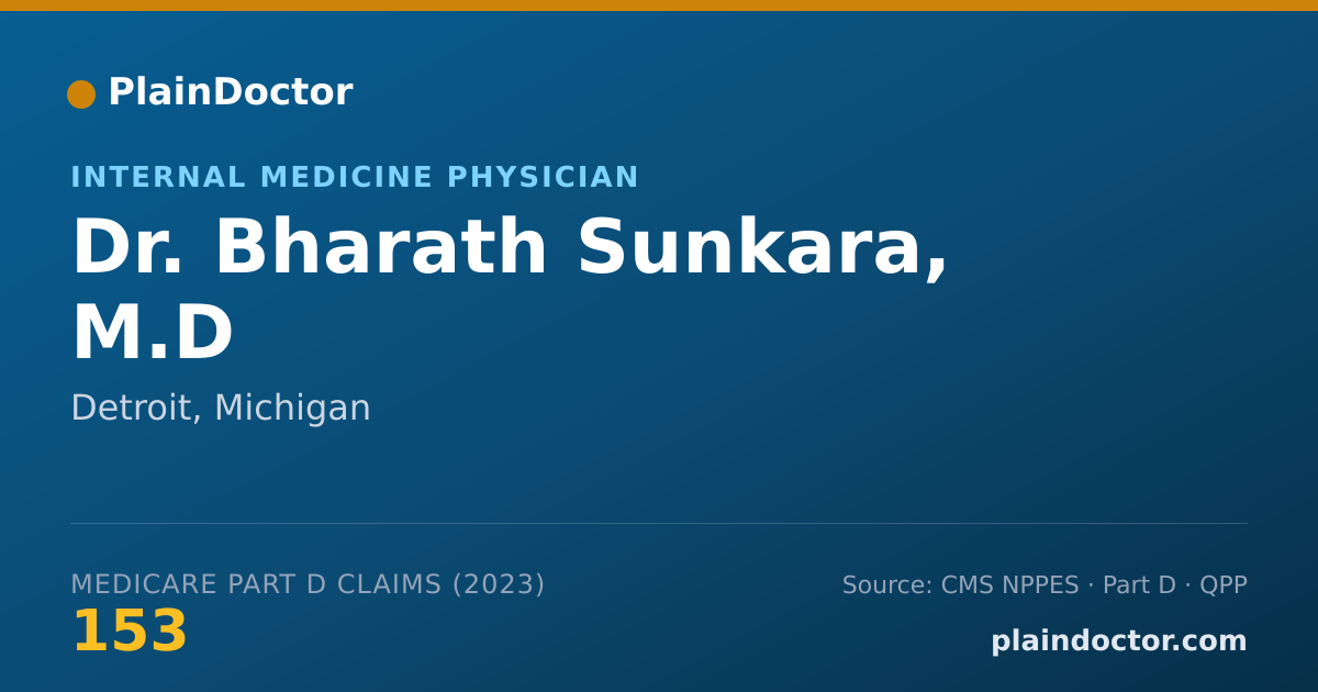 Shareable card for Bharath Sunkara, M.D - Internal Medicine Physician, Detroit, MI