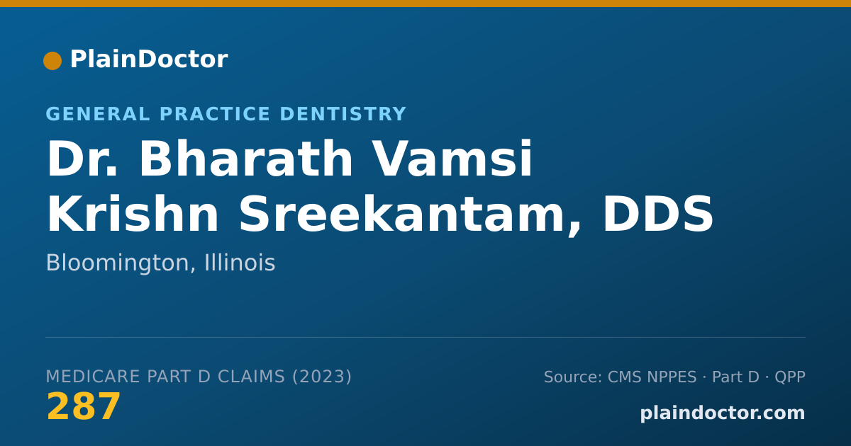 Shareable card for Bharath Vamsi Krishn Sreekantam, DDS - General Practice Dentistry, Bloomington, IL