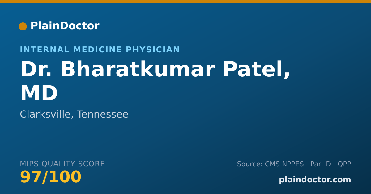 Shareable card for Bharatkumar Patel, MD - Internal Medicine Physician, Clarksville, TN