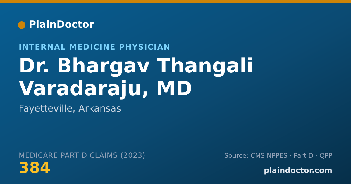 Shareable card for Bhargav Thangali Varadaraju, MD - Internal Medicine Physician, Fayetteville, AR