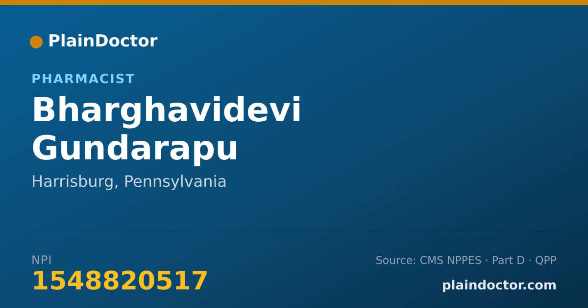 Shareable card for Bharghavidevi Gundarapu - Pharmacist, Harrisburg, PA