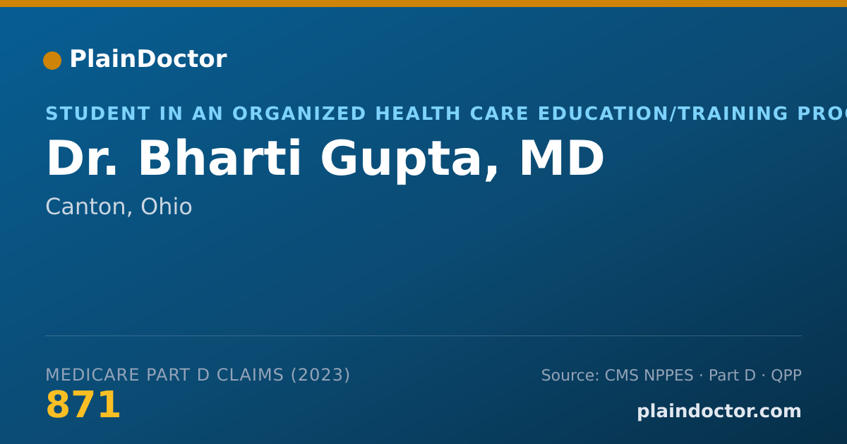 Shareable card for Bharti Gupta, MD - Student in an Organized Health Care Education/Training Program, Canton, OH