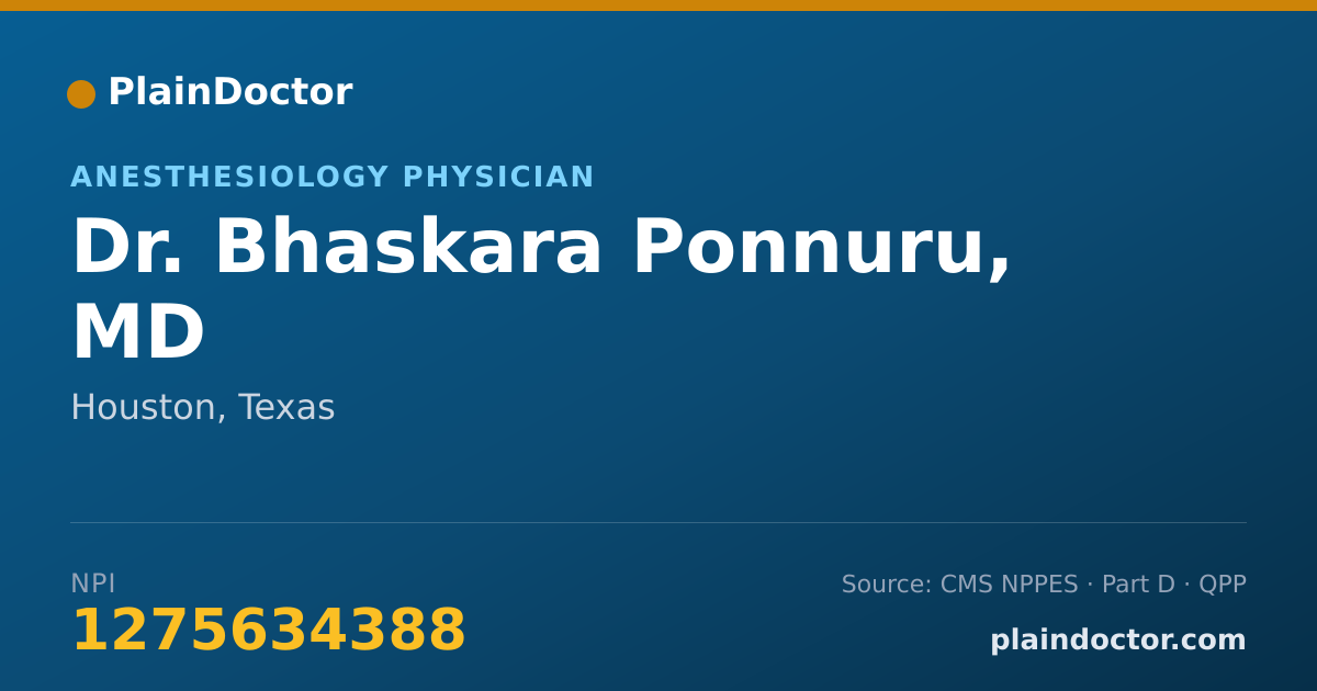 Shareable card for Bhaskara Ponnuru, MD - Anesthesiology Physician, Houston, TX