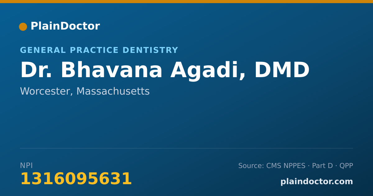 Shareable card for Bhavana Agadi, DMD - General Practice Dentistry, Worcester, MA