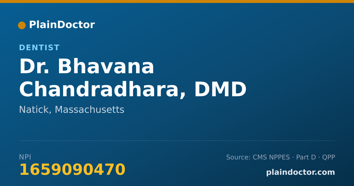 Shareable card for Bhavana Chandradhara, DMD - Dentist, Natick, MA