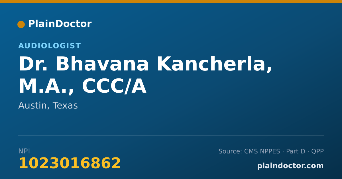 Shareable card for Bhavana Kancherla, M.A., CCC/A - Audiologist, Austin, TX