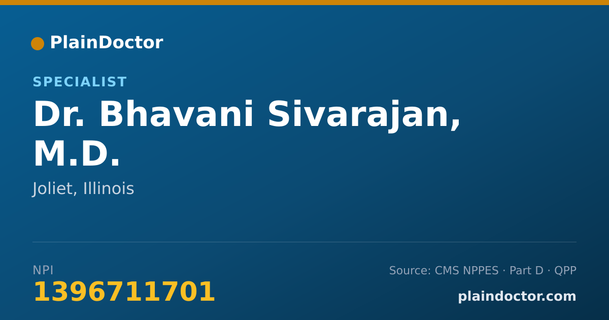Shareable card for Bhavani Sivarajan, M.D. - Specialist, Joliet, IL