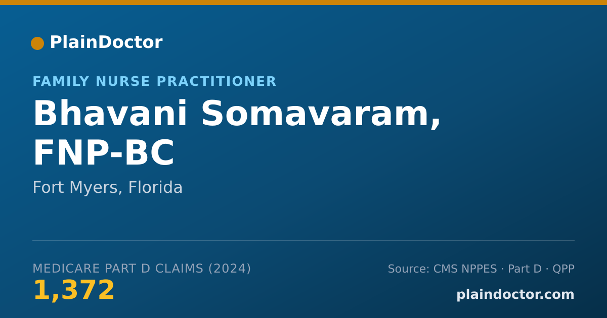 Shareable card for Bhavani Somavaram, FNP-BC - Family Nurse Practitioner, Fort Myers, FL