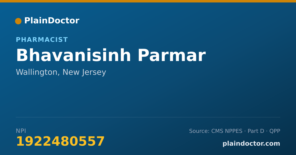 Shareable card for Bhavanisinh Parmar - Pharmacist, Wallington, NJ