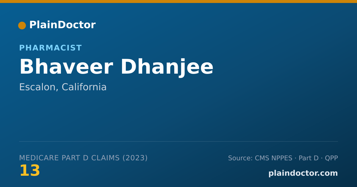 Shareable card for Bhaveer Dhanjee - Pharmacist, Escalon, CA