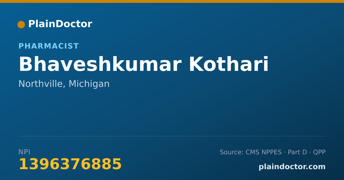 Shareable card for Bhaveshkumar Kothari - Pharmacist, Northville, MI