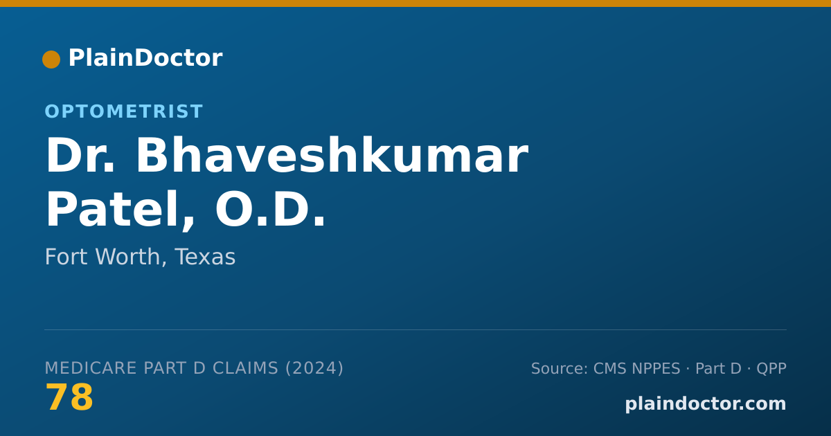 Shareable card for Bhaveshkumar Patel, O.D. - Optometrist, Fort Worth, TX