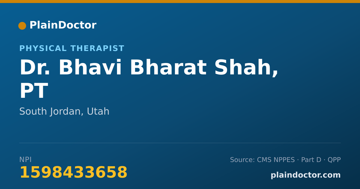 Shareable card for Bhavi Bharat Shah, PT - Physical Therapist, South Jordan, UT