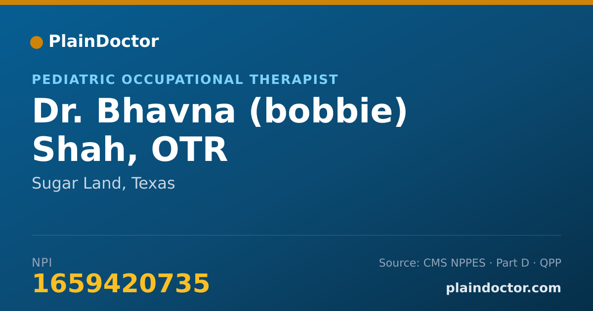 Shareable card for Bhavna (bobbie) Shah, OTR - Pediatric Occupational Therapist, Sugar Land, TX
