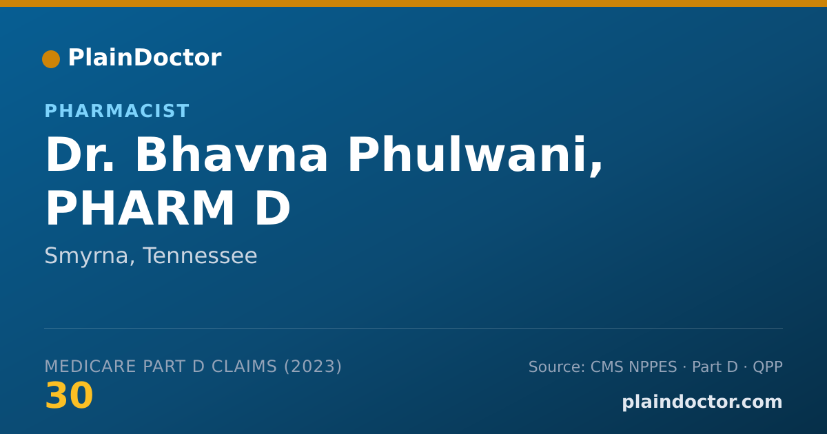 Shareable card for Bhavna Phulwani, PHARM D - Pharmacist, Smyrna, TN
