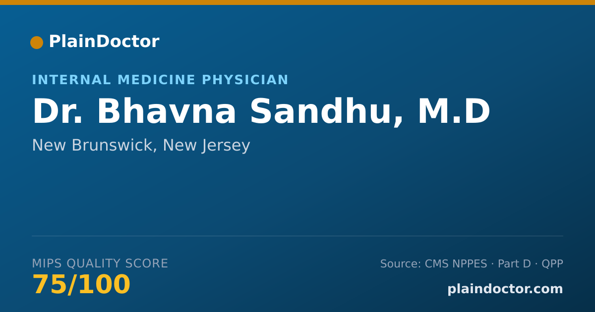 Shareable card for Bhavna Sandhu, M.D - Internal Medicine Physician, New Brunswick, NJ
