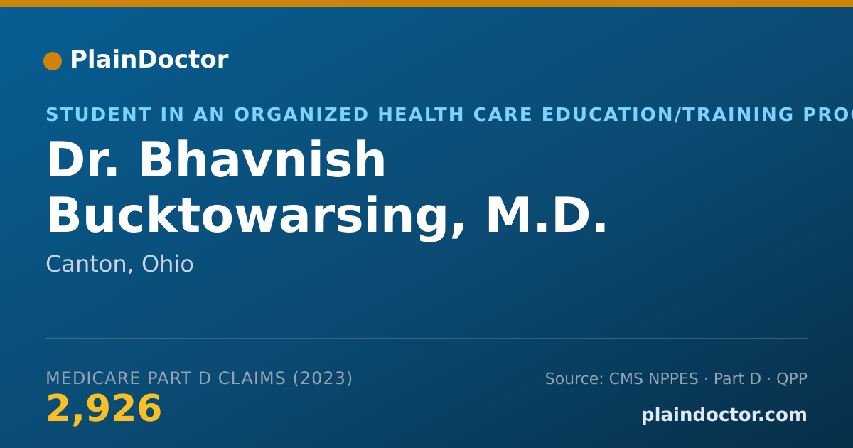 Shareable card for Bhavnish Bucktowarsing, M.D. - Student in an Organized Health Care Education/Training Program, Canton, OH