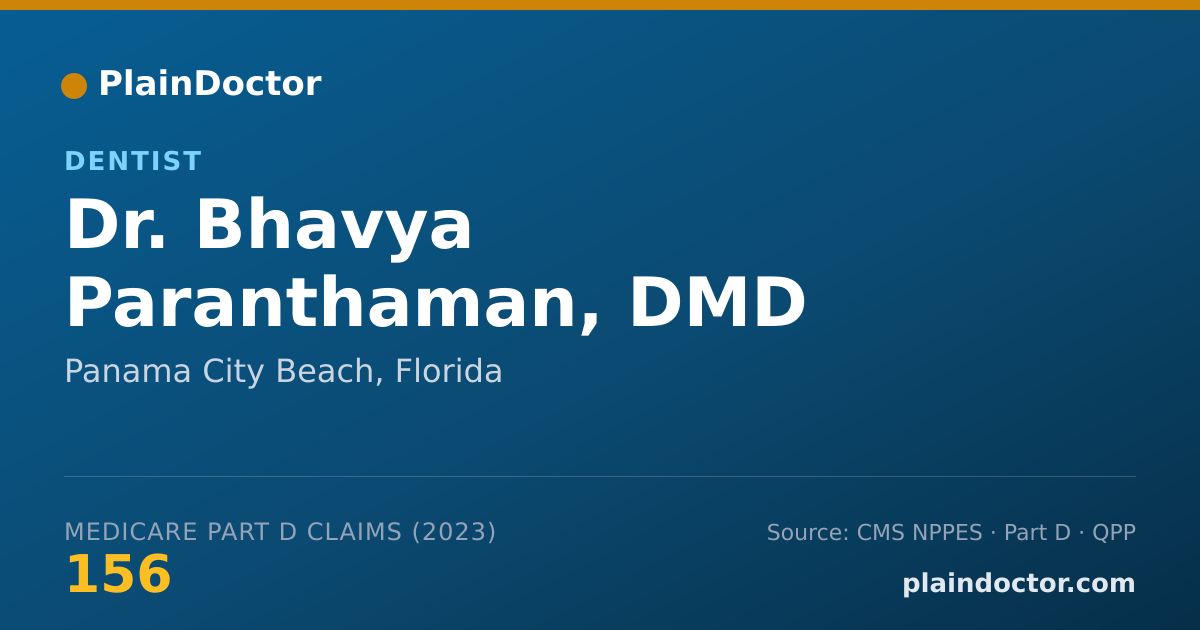 Shareable card for Bhavya Paranthaman, DMD - Dentist, Panama City Beach, FL