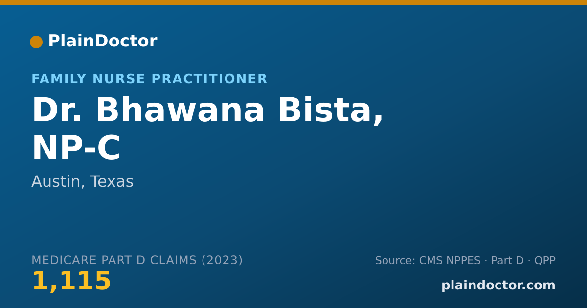 Shareable card for Bhawana Bista, NP-C - Family Nurse Practitioner, Austin, TX