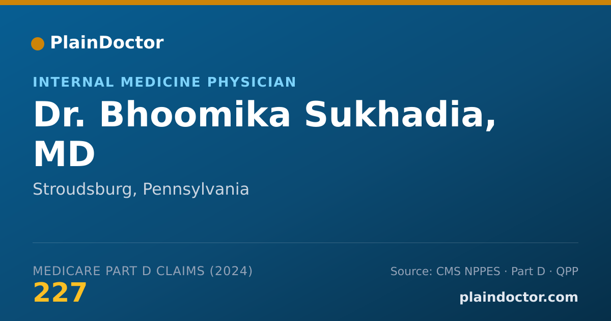 Shareable card for Bhoomika Sukhadia, MD - Internal Medicine Physician, Stroudsburg, PA