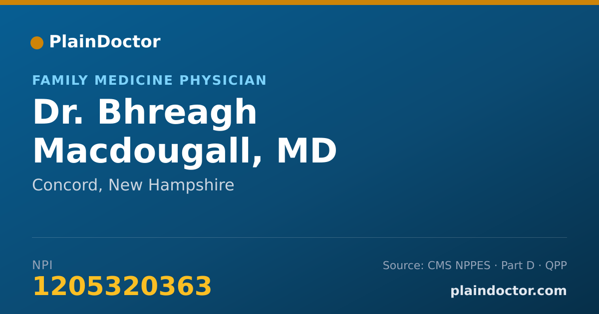 Shareable card for Bhreagh Macdougall, MD - Family Medicine Physician, Concord, NH