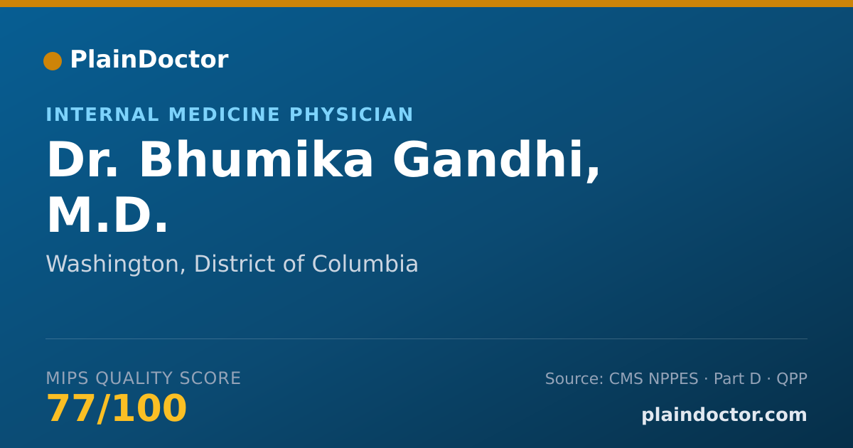 Shareable card for Bhumika Gandhi, M.D. - Internal Medicine Physician, Washington, DC