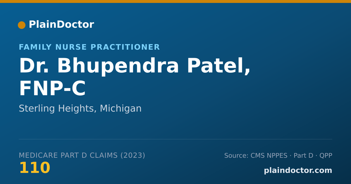 Shareable card for Bhupendra Patel, FNP-C - Family Nurse Practitioner, Sterling Heights, MI