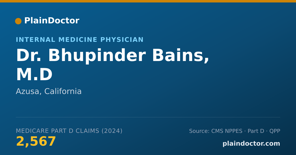 Shareable card for Bhupinder Bains, M.D - Internal Medicine Physician, Azusa, CA