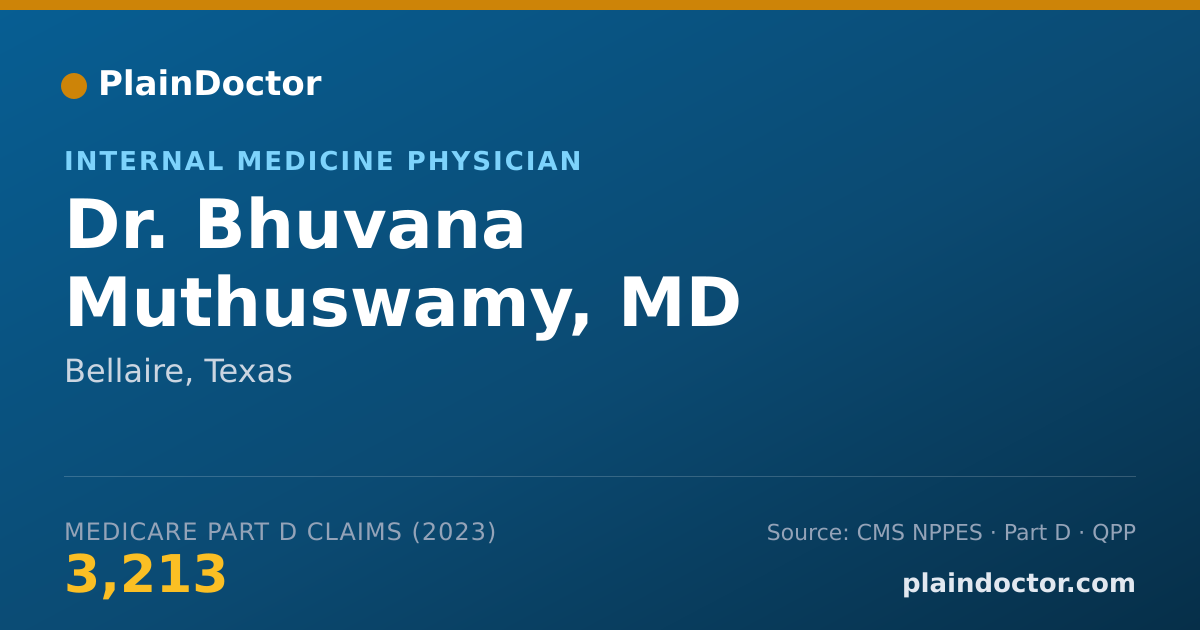 Shareable card for Bhuvana Muthuswamy, MD - Internal Medicine Physician, Bellaire, TX