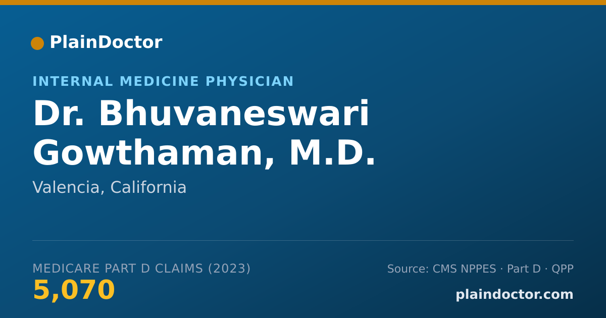 Shareable card for Bhuvaneswari Gowthaman, M.D. - Internal Medicine Physician, Valencia, CA