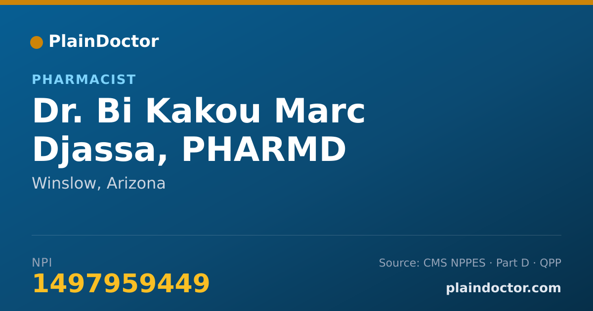 Shareable card for Bi Kakou Marc Djassa, PHARMD - Pharmacist, Winslow, AZ