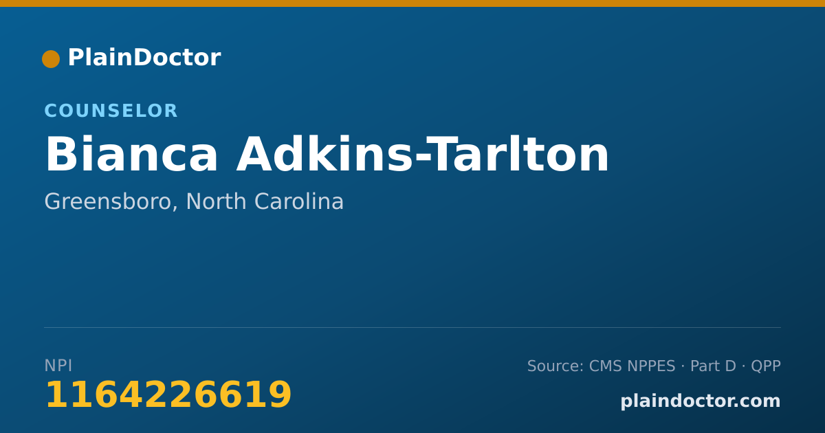 Shareable card for Bianca Adkins-Tarlton - Counselor, Greensboro, NC