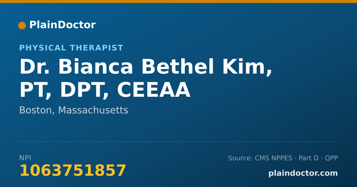 Shareable card for Bianca Bethel Kim, PT, DPT, CEEAA - Physical Therapist, Boston, MA