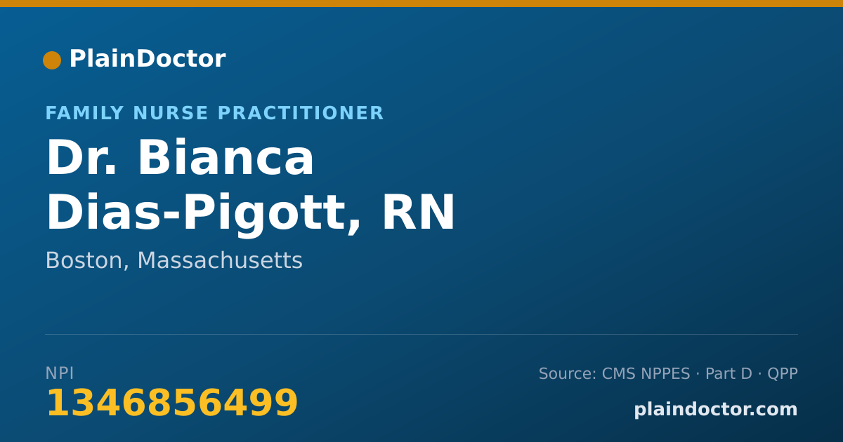 Shareable card for Bianca Dias-Pigott, RN - Family Nurse Practitioner, Boston, MA