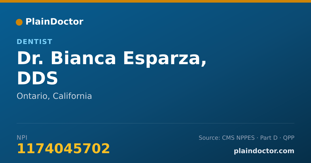 Shareable card for Bianca Esparza, DDS - Dentist, Ontario, CA