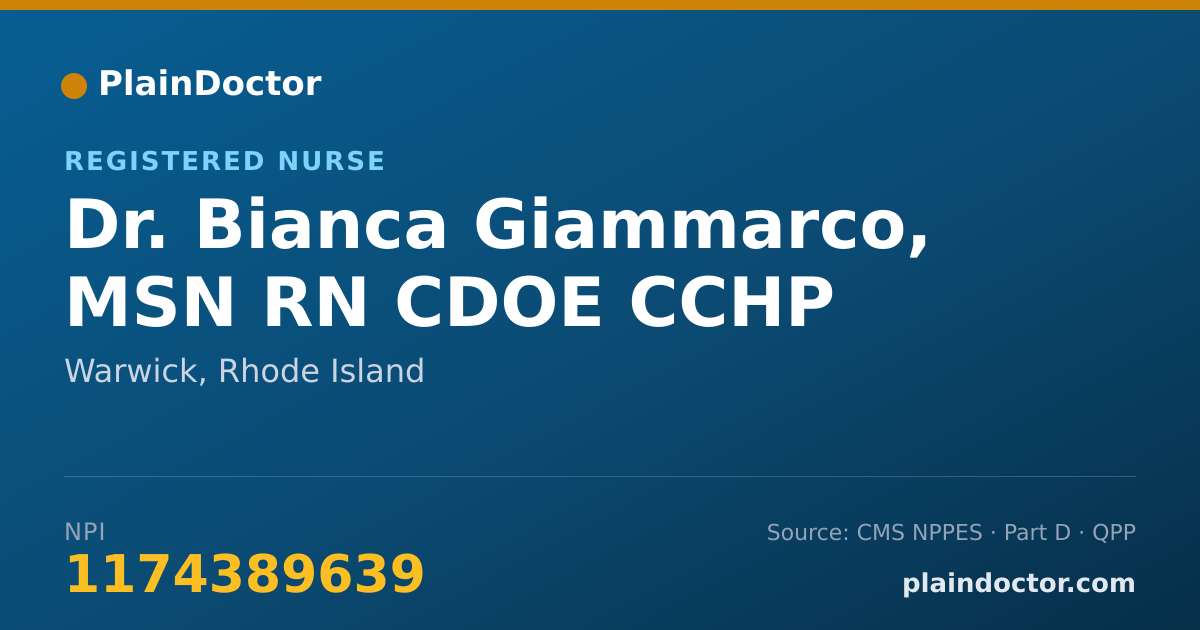 Shareable card for Bianca Giammarco, MSN RN CDOE CCHP - Registered Nurse, Warwick, RI