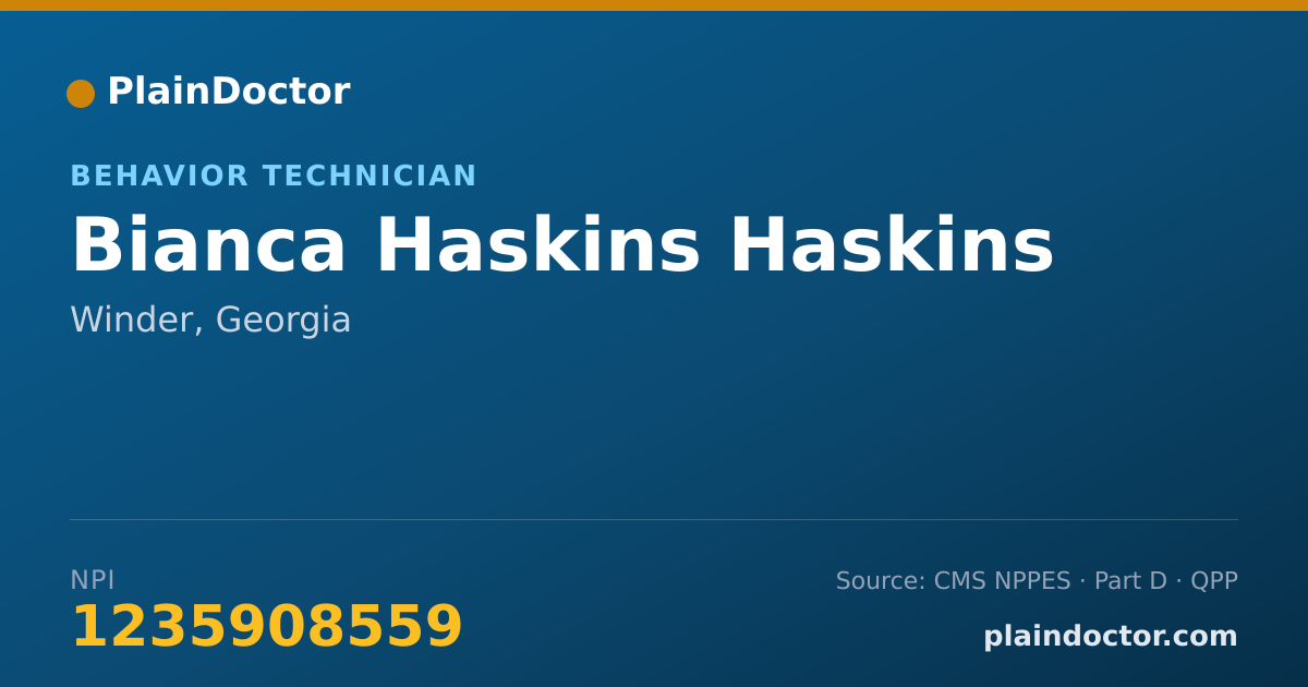 Shareable card for Bianca Haskins Haskins - Behavior Technician, Winder, GA