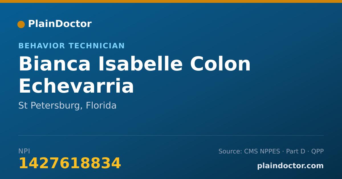 Shareable card for Bianca Isabelle Colon Echevarria - Behavior Technician, St Petersburg, FL