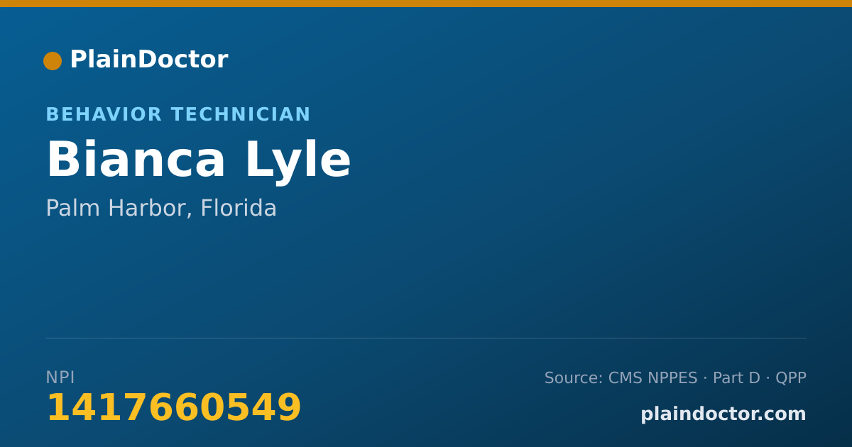 Shareable card for Bianca Lyle - Behavior Technician, Palm Harbor, FL