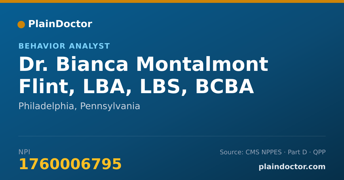 Shareable card for Bianca Montalmont Flint, LBA, LBS, BCBA - Behavior Analyst, Philadelphia, PA