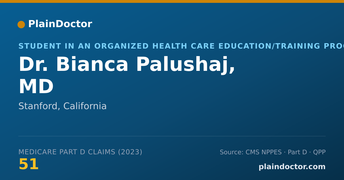Shareable card for Bianca Palushaj, MD - Student in an Organized Health Care Education/Training Program, Stanford, CA