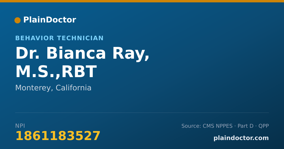 Shareable card for Bianca Ray, M.S.,RBT - Behavior Technician, Monterey, CA
