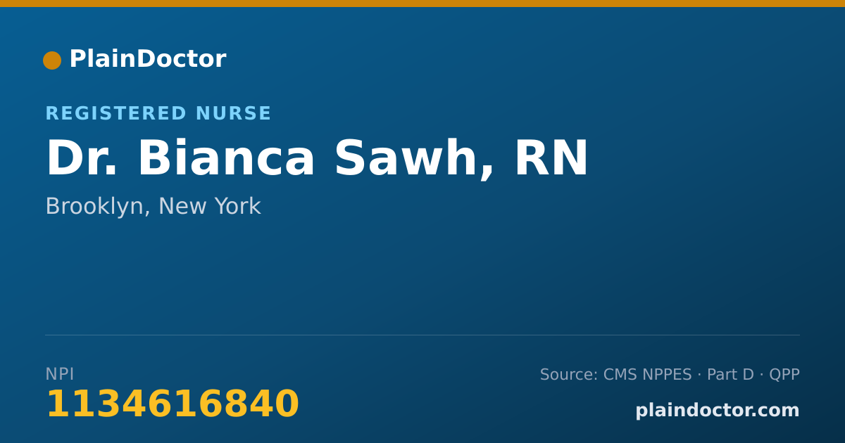 Shareable card for Bianca Sawh, RN - Registered Nurse, Brooklyn, NY