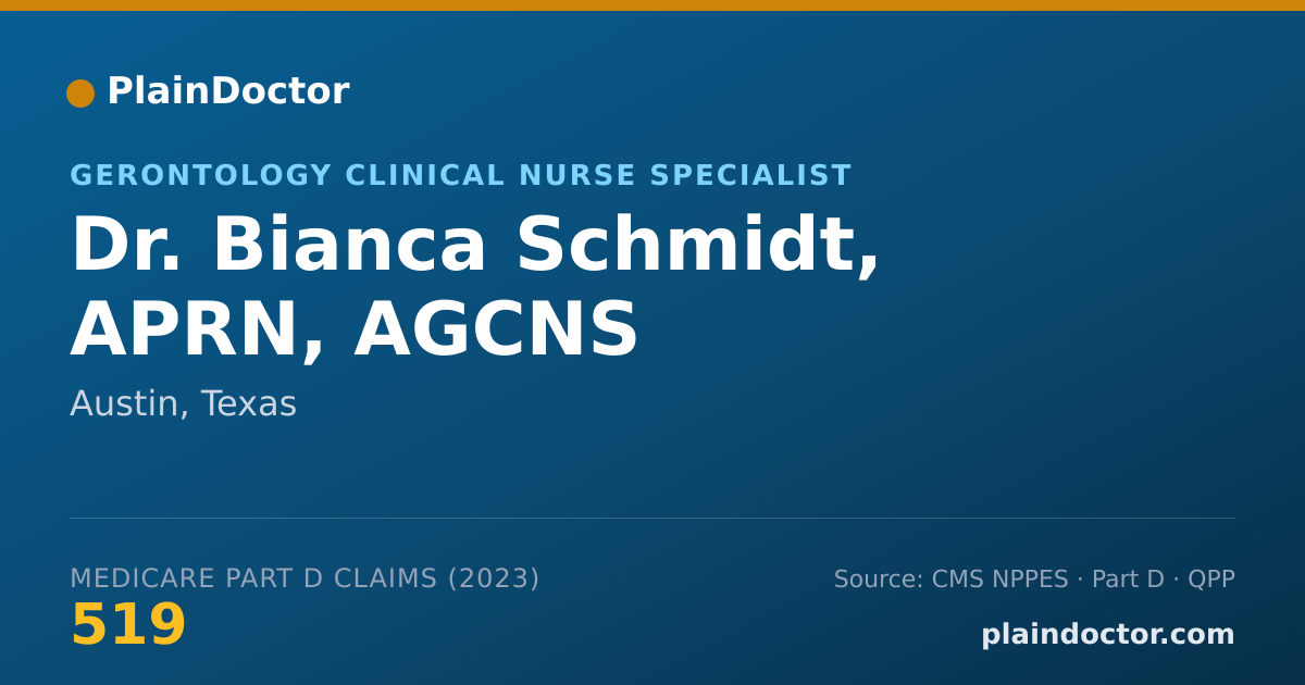Shareable card for Bianca Schmidt, APRN, AGCNS - Gerontology Clinical Nurse Specialist, Austin, TX