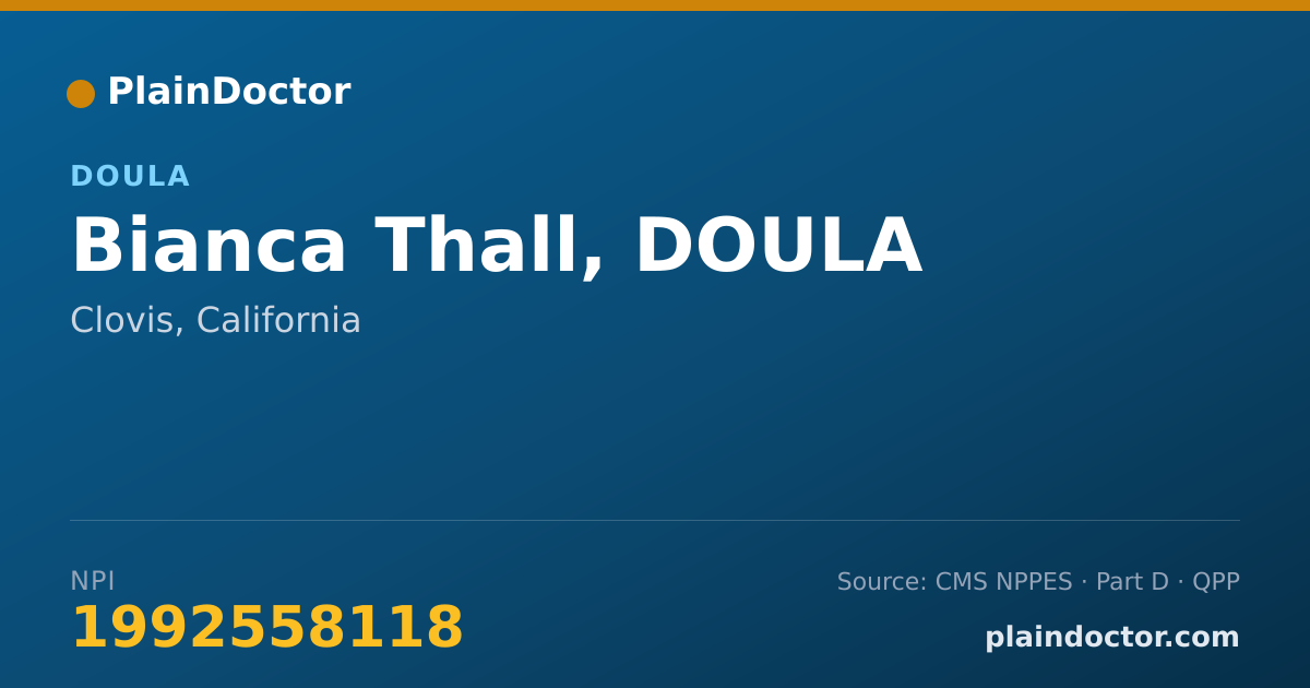 Shareable card for Bianca Thall, DOULA - Doula, Clovis, CA