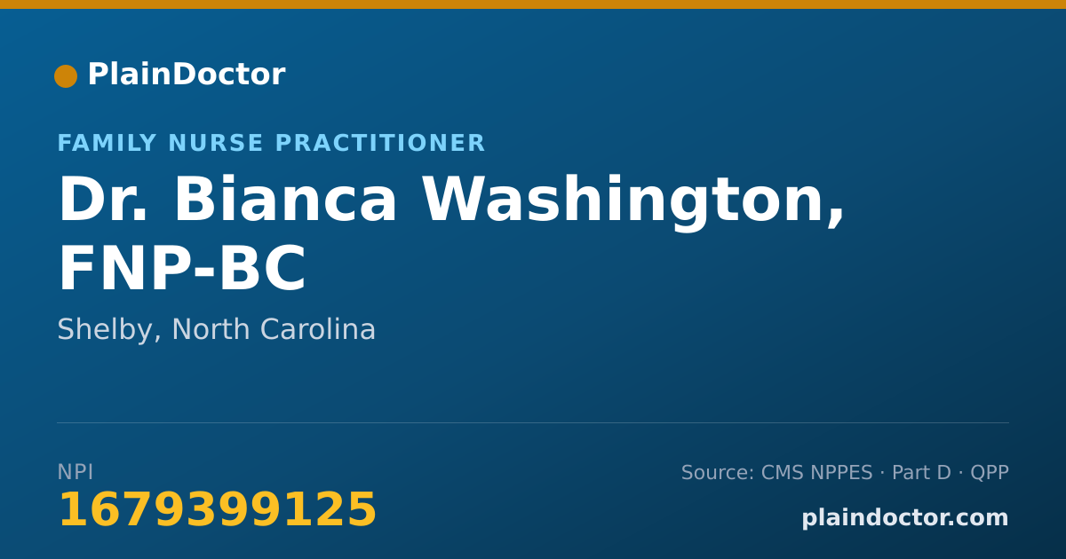 Shareable card for Bianca Washington, FNP-BC - Family Nurse Practitioner, Shelby, NC
