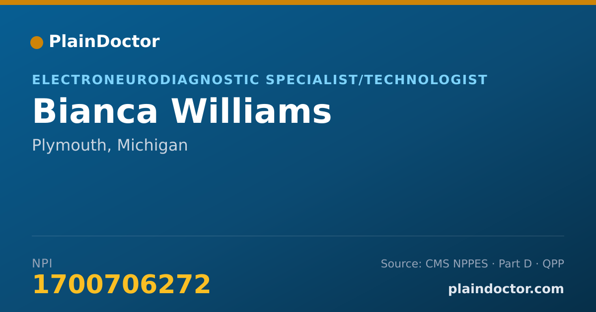 Shareable card for Bianca Williams - Electroneurodiagnostic Specialist/Technologist, Plymouth, MI